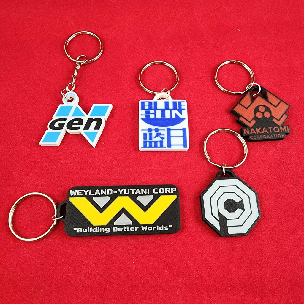 Durable Sci-fi Corporation Swag Keychains Set of 5