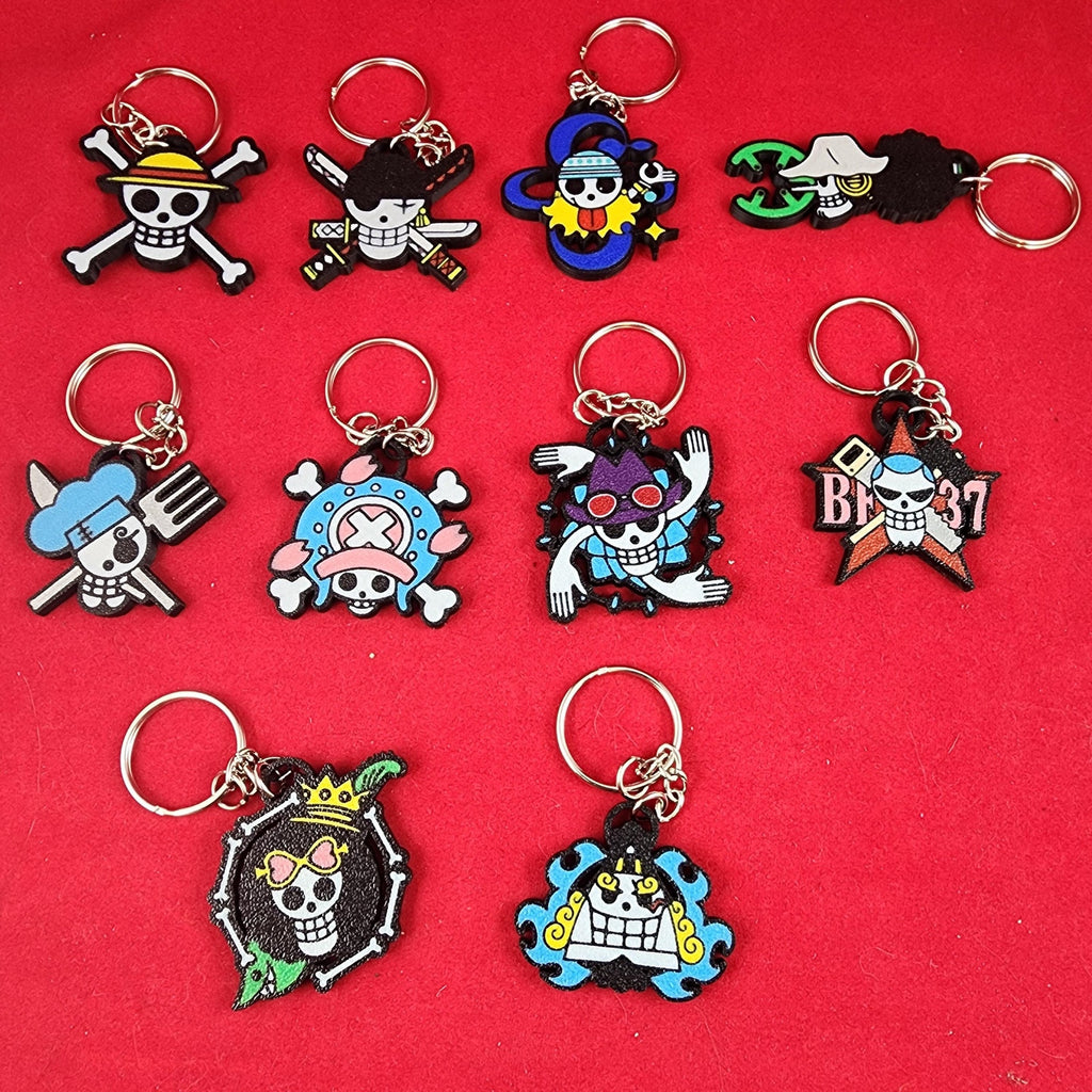 Durable Straw Hat Crew Jolly Roger Keychains set of 10