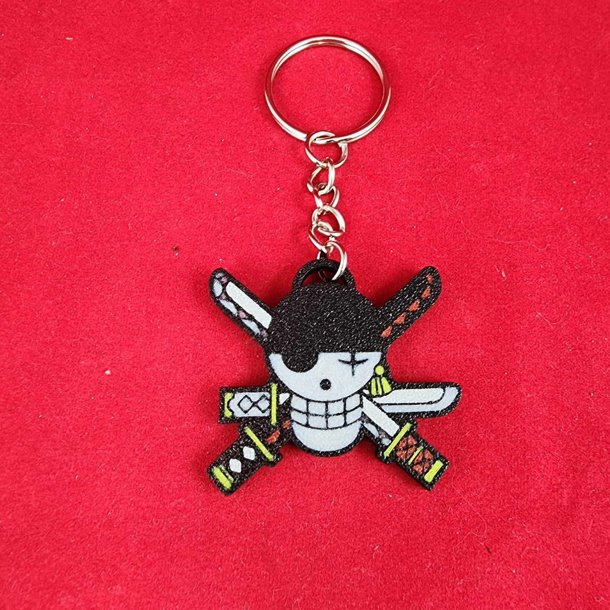 Durable Roronors Zoro Straw Hat Crew Jolly Roger Keychain
