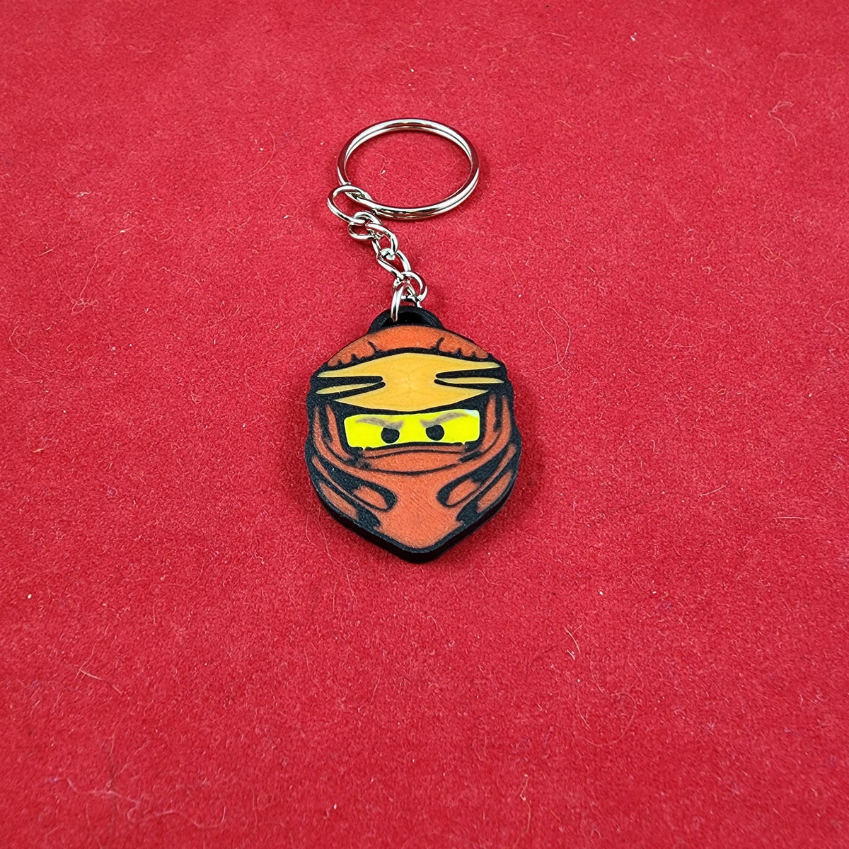 Durable Red and Orange Ninja head Keychain