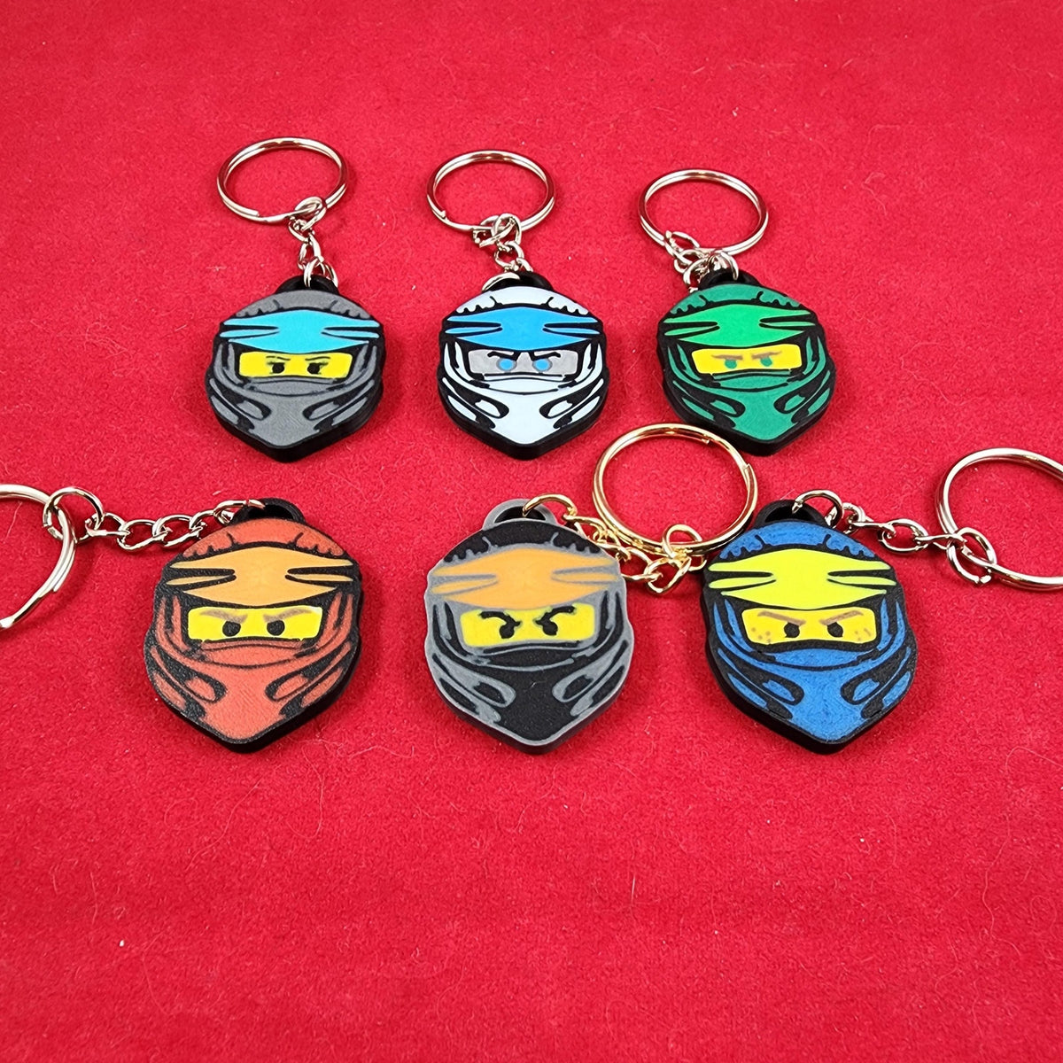 Durable Ninja head Keychains Set of 6