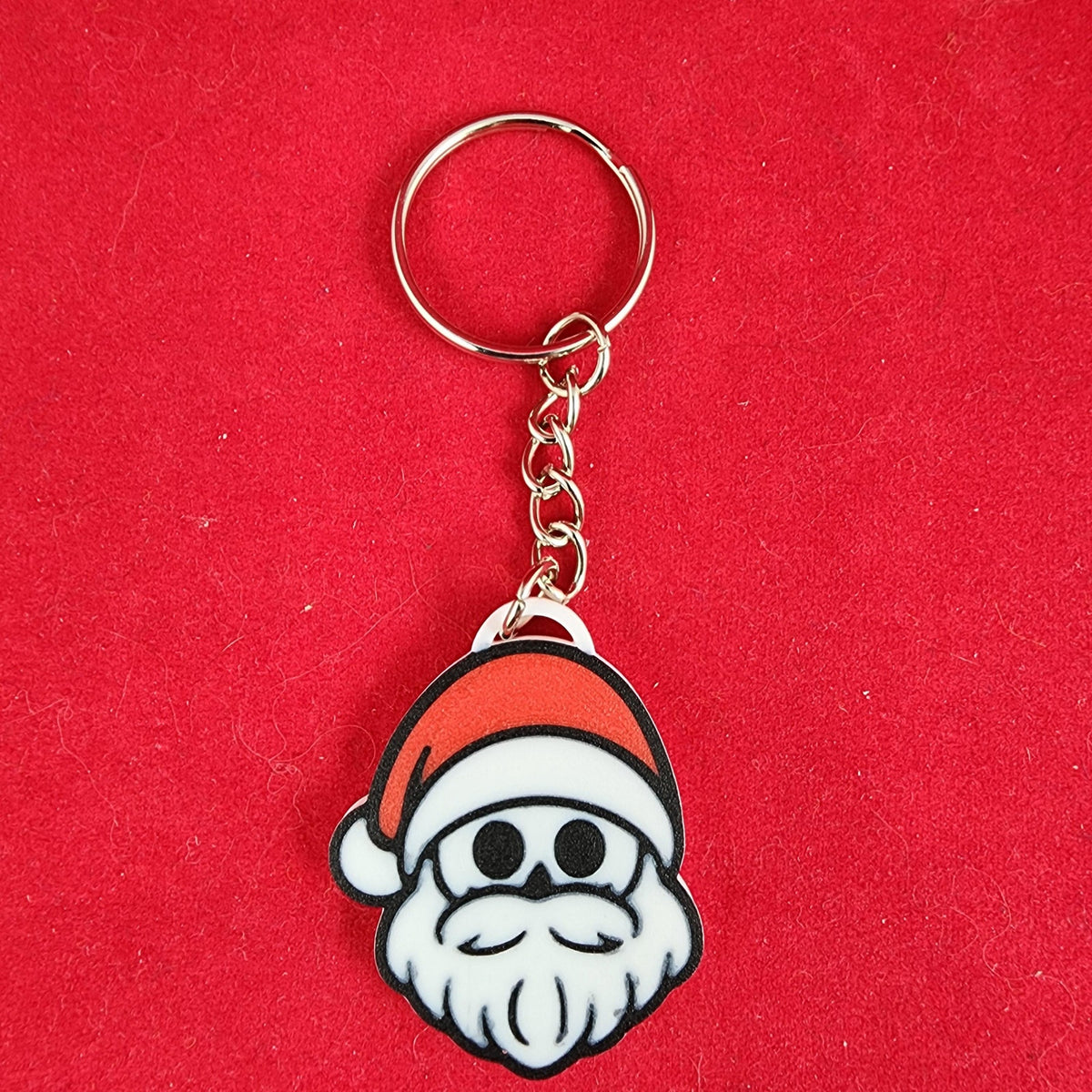 Durable Brick Skull Santa Keychain