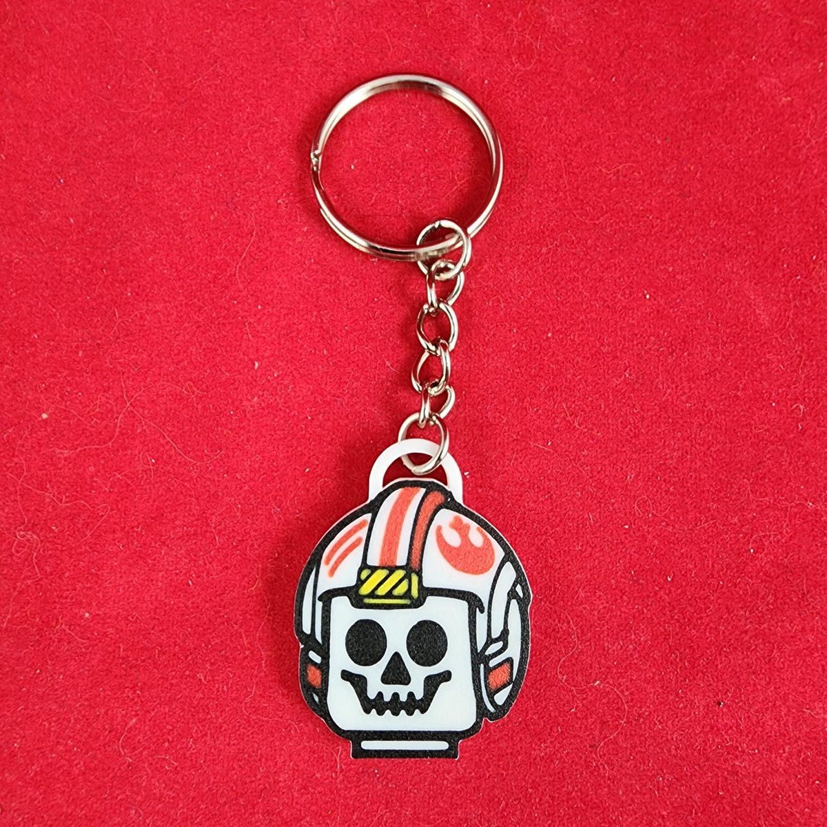 Durable Brick Skull Star Pilot Keychain