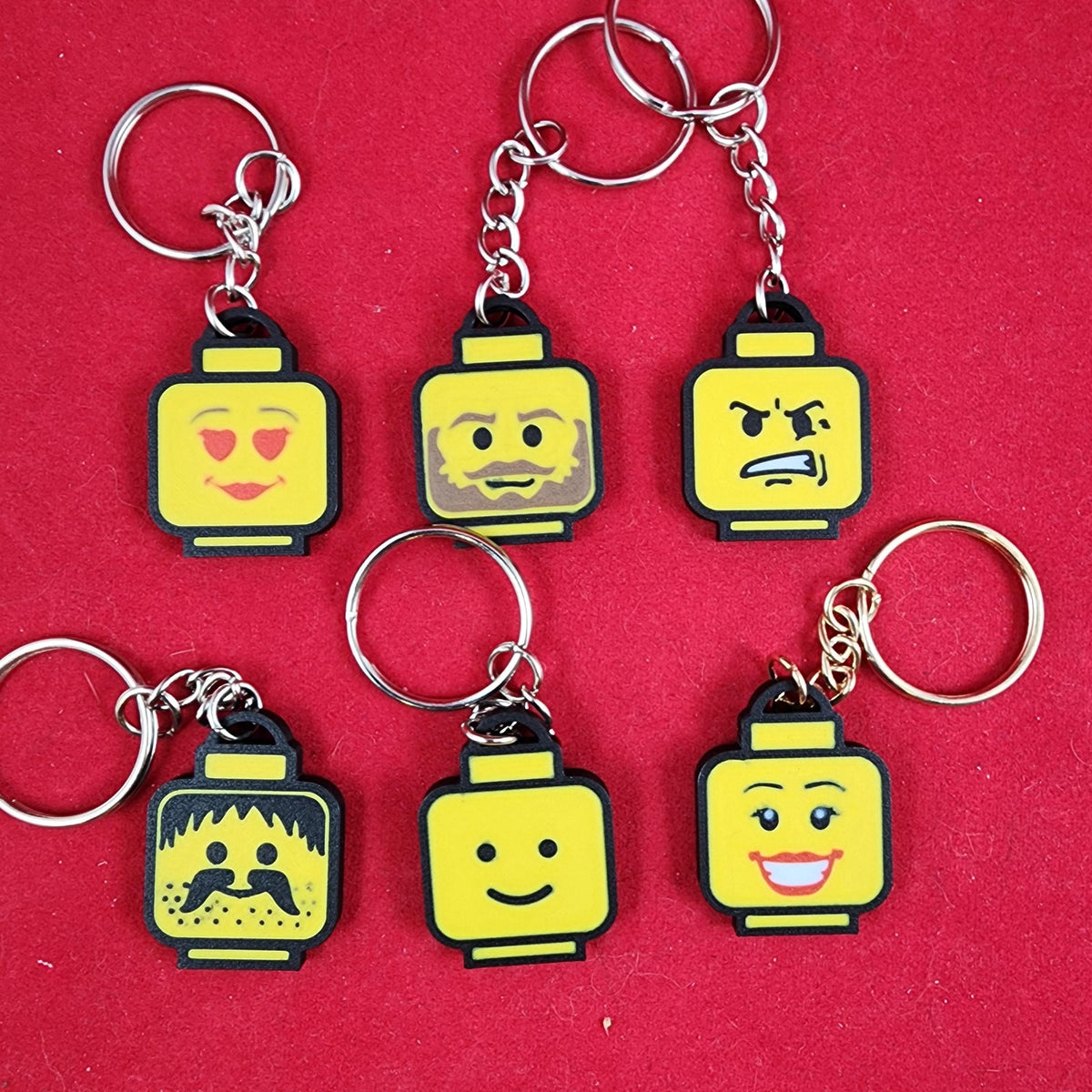 Durable Classic Face Keychains set of 6