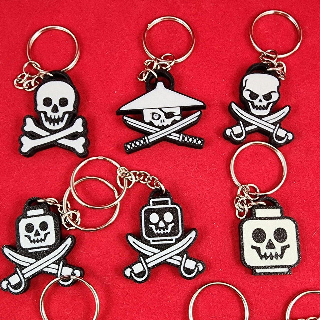 Durable Skeleton and Pirate Keychains set of 6